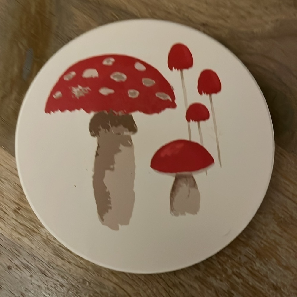 Mushroom Coaster Set of 4 Prima Design Stone Cork Backing - Picture 5 of 7
